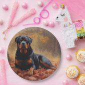 Rottweiler in Herfstbladeren Herfst Inspire Papieren Bordje (Feest)