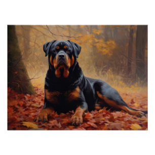 Rottweiler in Herfstbladeren Herfst Inspire Perfect Poster