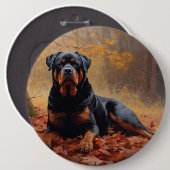 Rottweiler in Herfstbladeren Herfst Inspire Ronde Button 6,0 Cm (Voorkant /achterkant)