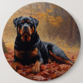 Rottweiler in Herfstbladeren Herfst Inspire Ronde Button 6,0 Cm (Voorkant)