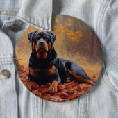 Rottweiler in Herfstbladeren Herfst Inspire Ronde Button 6,0 Cm (In situ)