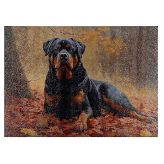 Rottweiler in Herfstbladeren Herfst Inspire Snijplank (Voorkant)