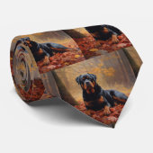 Rottweiler in Herfstbladeren Herfst Inspire Stropdas (Opgerold)
