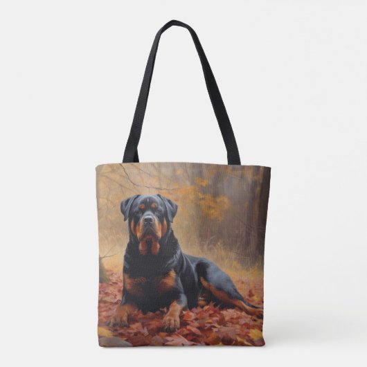 Rottweiler in Herfstbladeren Herfst Inspire Tote Bag (Achterkant)