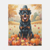 Rottweiler in herfstbladeren Thanksgiving Kunst Fleece Deken (Voorkant)