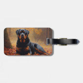 Rottweiler in herfstbladeren val inspireert bagagelabel (Achterkant horizontaal)
