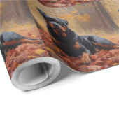 Rottweiler in herfstbladeren val inspireert cadeaupapier (Rol Hoek)