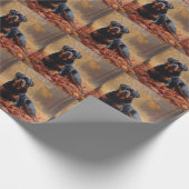 Rottweiler in herfstbladeren val inspireert cadeaupapier (Hoek)