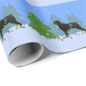 Rottweiler in het kerstbos cadeaupapier (Rol Hoek)