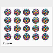 Rottweiler in levendige kleuren ronde sticker (Vel)