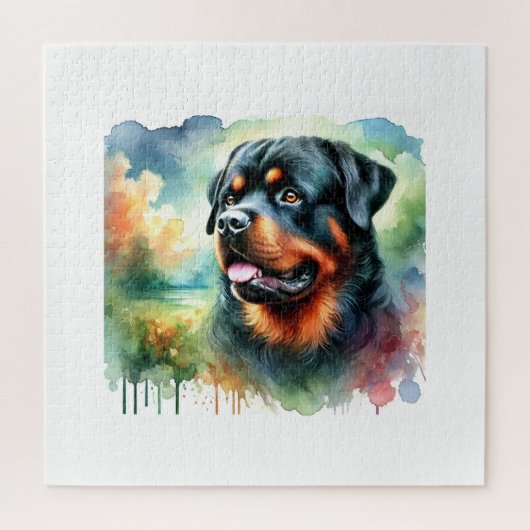 Rottweiler in watercolor 241024AREF144 - Watercolo Legpuzzel (Verticaal)