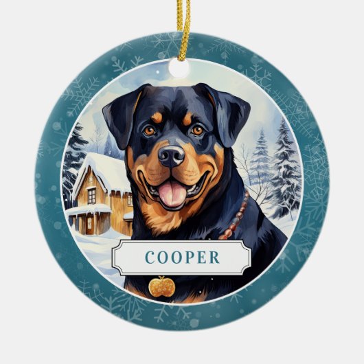Rottweiler Keramische Cirkel Ornament (Voorkant)