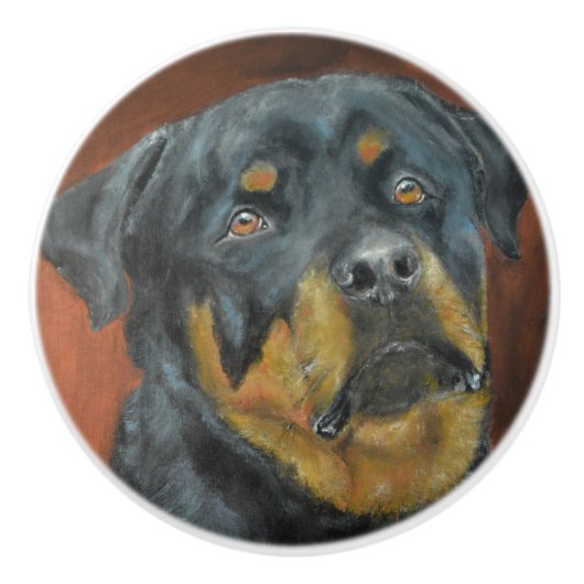 Rottweiler Keramische Knop (Voorkant)