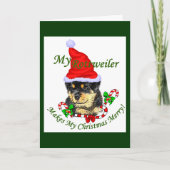 Rottweiler-kerst Feestdagen Kaart (Voorkant)