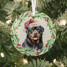 Rottweiler Kerst Gepersonaliseerde Monogram Naam