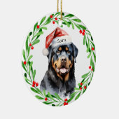 Rottweiler Kerst Gepersonaliseerde Monogram Naam Keramisch Ornament (Rechts)