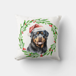 Rottweiler Kerst Gepersonaliseerde Monogram Naam Kussen