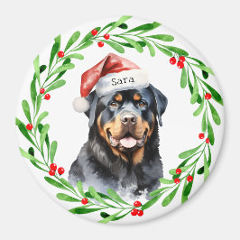 Rottweiler Kerst Gepersonaliseerde Monogram Naam Magneet
