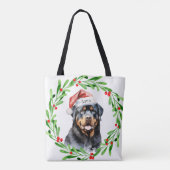 Rottweiler Kerst Gepersonaliseerde Monogram Naam Tote Bag (Achterkant)