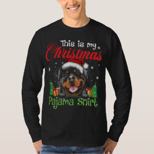 Rottweiler Kerst Pyjama Grappige Hond Liefhebber X T-shirt