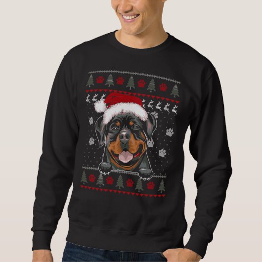 Rottweiler Kerst Rottie Hond Inbouwschep Trui (Voorkant)