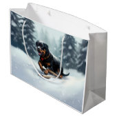 Rottweiler Kerst sneeuw winter Kussensloop Groot Cadeauzakje (Achterkant Gekanteld)