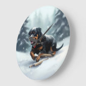 Rottweiler Kerst sneeuw winter Kussensloop Grote Klok (Hoek)