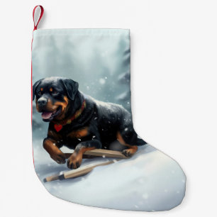 Rottweiler Kerst sneeuw winter Kussensloop Kleine Kerstsok