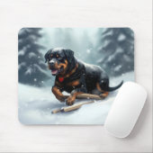 Rottweiler Kerst sneeuw winter Kussensloop Muismat (Met muis)