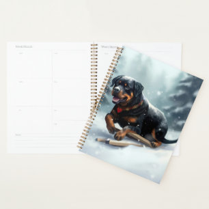 Rottweiler Kerst sneeuw winter Kussensloop Planner