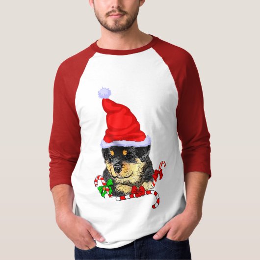 Rottweiler-kerst T-shirt (Voorkant)