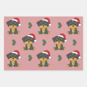 Rottweiler Kerst Winter Dieren Vakantie Honden Inpakpapier Vel (Voorkant 3)