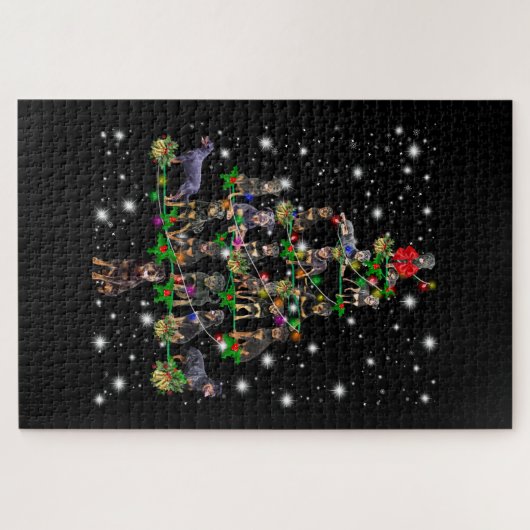 Rottweiler-kerstboom met vlieglicht legpuzzel (Horizontaal)
