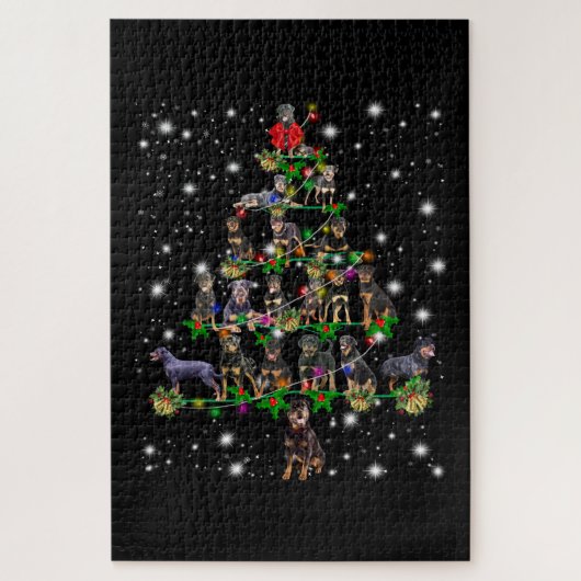 Rottweiler-kerstboom met vlieglicht legpuzzel (Verticaal)