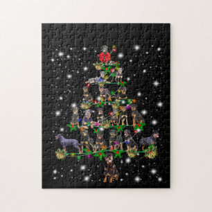 Rottweiler-kerstboom met vlieglicht legpuzzel