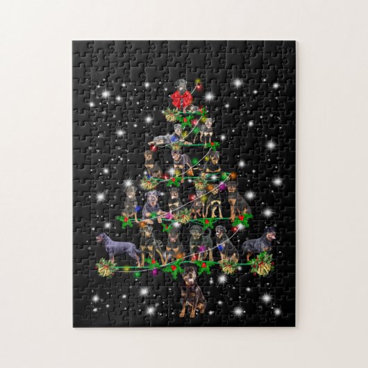 Rottweiler-kerstboom met vlieglicht legpuzzel (Verticaal)
