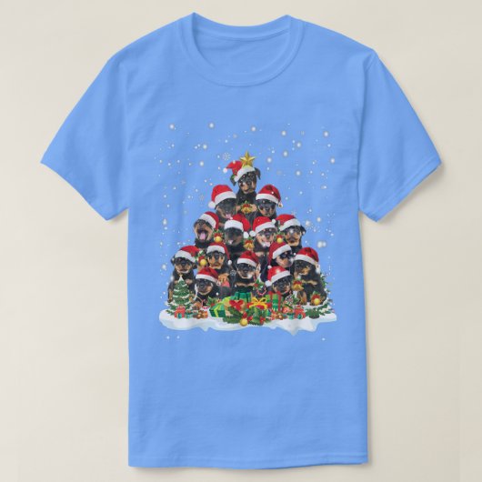 Rottweiler kerstboom Santa Hat Pajama Dog Lov T-shirt (Design voorkant)