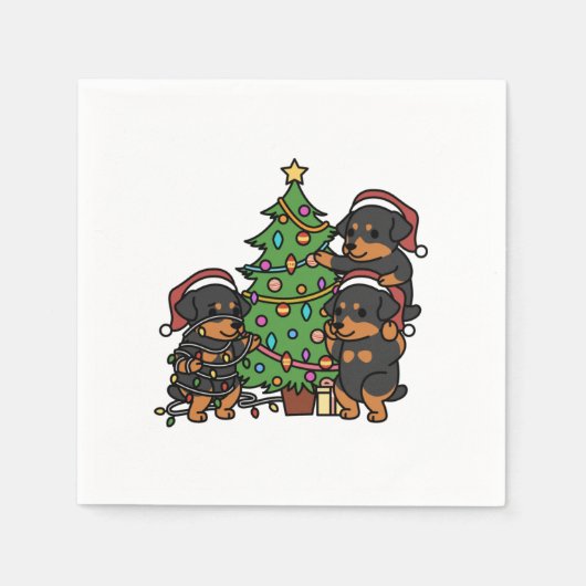 Rottweiler kerstboom servet (Voorkant)