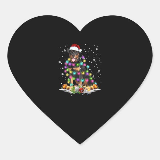 Rottweiler kerstboomverlichting hart sticker (Voorkant)