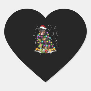 Rottweiler kerstboomverlichting hart sticker