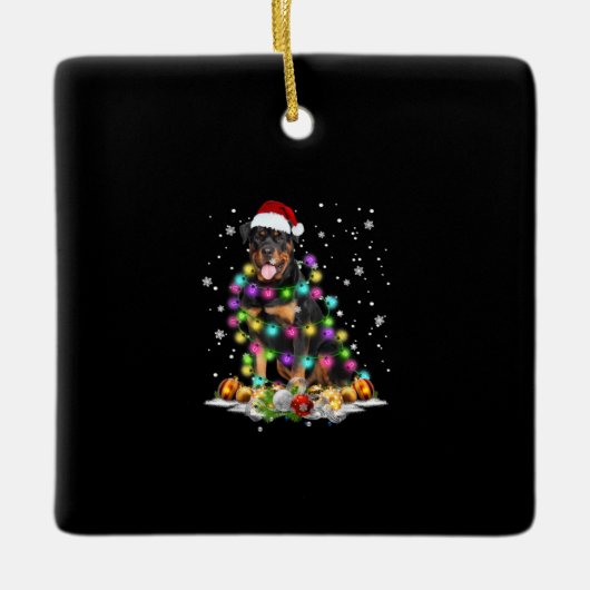 Rottweiler kerstboomverlichting keramisch ornament (Voorkant)