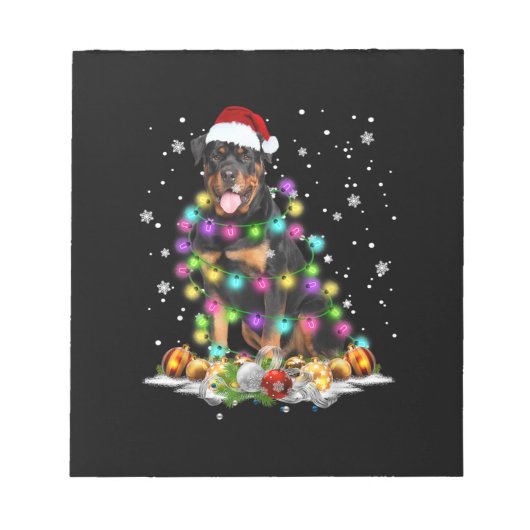 Rottweiler kerstboomverlichting notitieblok (Voorkant)