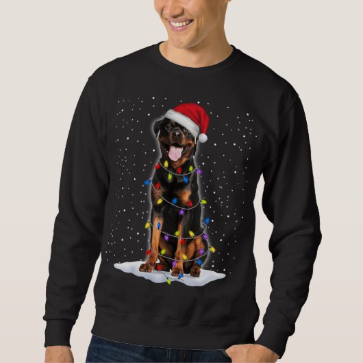 Rottweiler kerstboomverlichting trui (Voorkant)