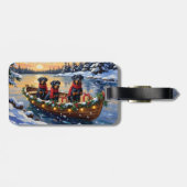 Rottweiler Kerstboot Vakantie Bagagelabel (Achterkant horizontaal)