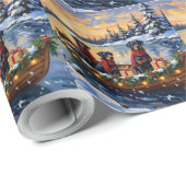 Rottweiler Kerstboot Vakantie Cadeaupapier (Rol Hoek)