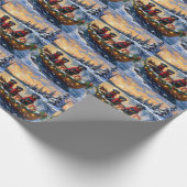 Rottweiler Kerstboot Vakantie Cadeaupapier (Hoek)
