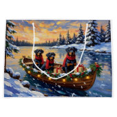 Rottweiler Kerstboot Vakantie Groot Cadeauzakje (Voorkant)