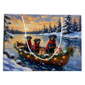 Rottweiler Kerstboot Vakantie Groot Cadeauzakje (Achterkant)