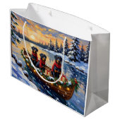 Rottweiler Kerstboot Vakantie Groot Cadeauzakje (Achterkant Gekanteld)