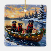 Rottweiler Kerstboot Vakantie Keramisch Ornament (Achterkant)